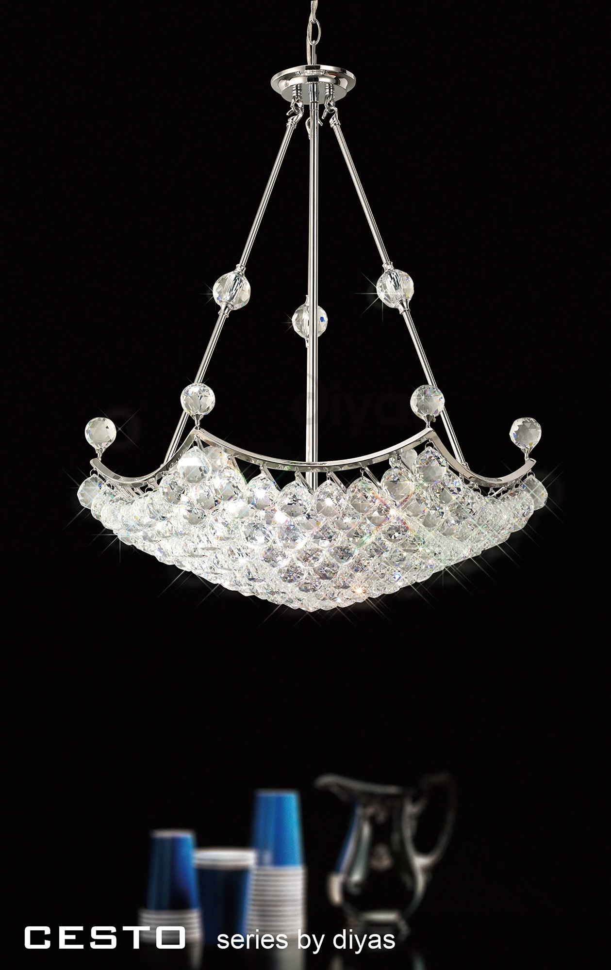 Cesto Crystal Ceiling Lights Diyas Statement Crystal Fittings